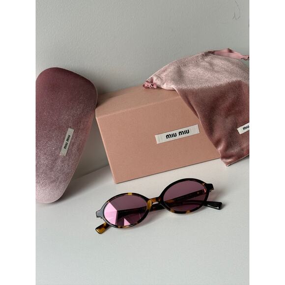 NEW Miu Miu MU04ZSF Tortoise Pink Sunglasses $518 main image 8